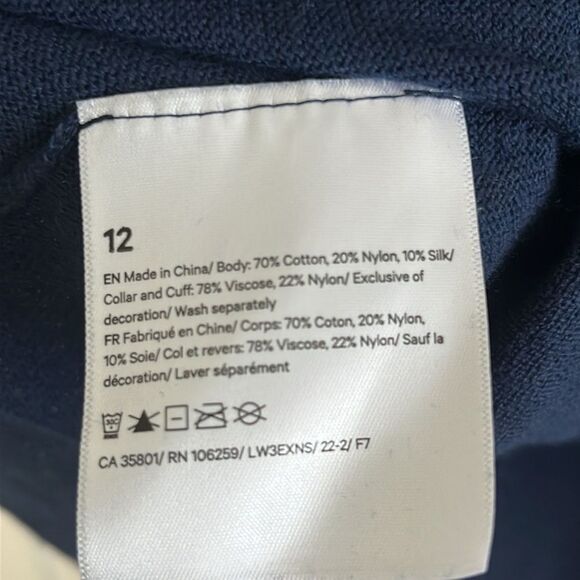 VGUC Lululemon Silk Blend Navy Black Crewneck Sweater Sz 12 - Picture 9 of 9